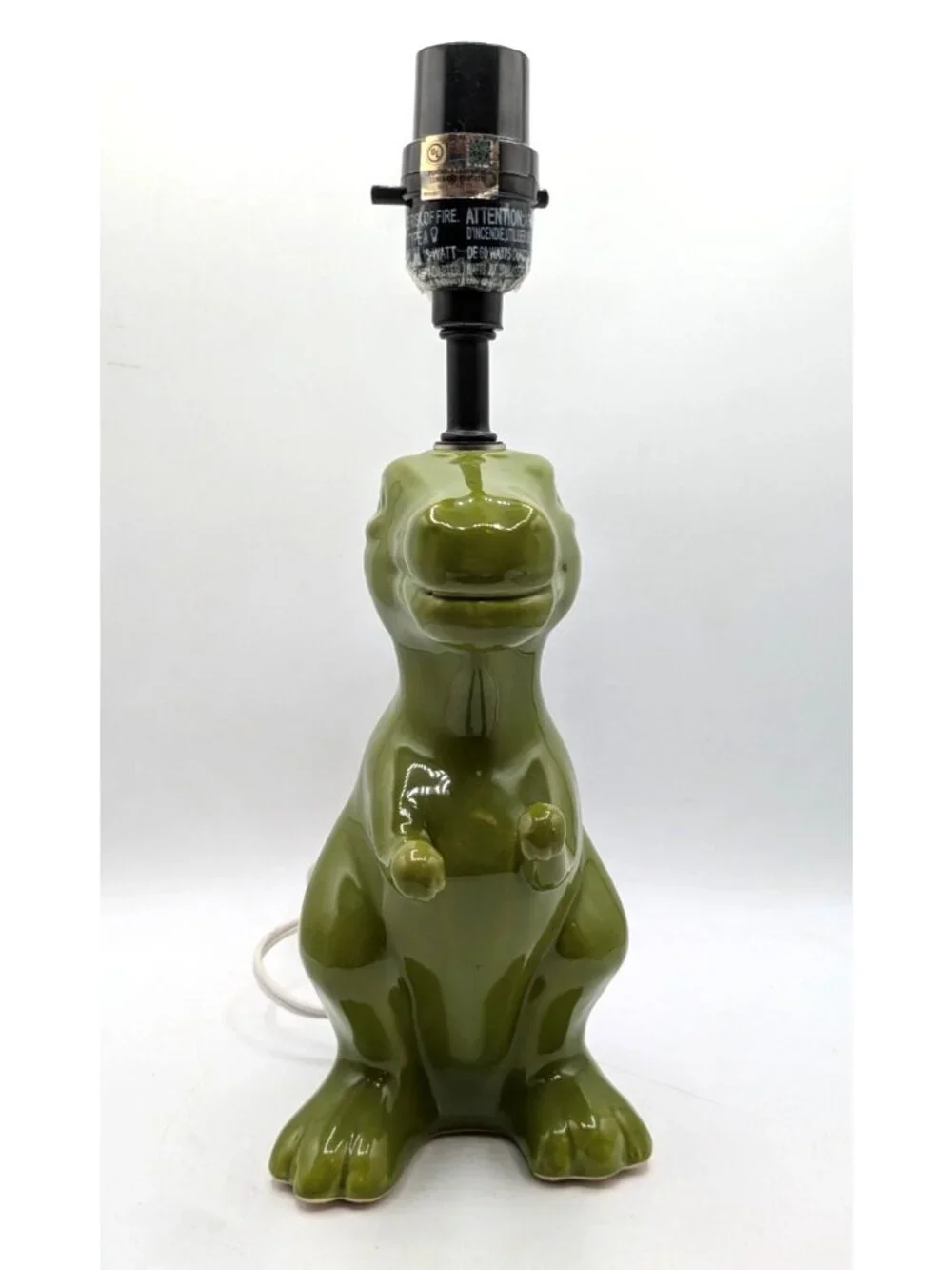 T Rex Dinosaur Table Lamp Green Ceramic Jurassic Childrens Room 13”